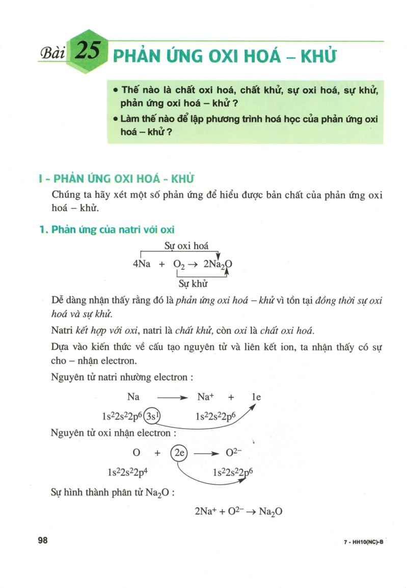 SGK Scan Phản ứng oxi hoá khử Sách Giáo Khoa Học Online Cùng Sachgiaibaitap com